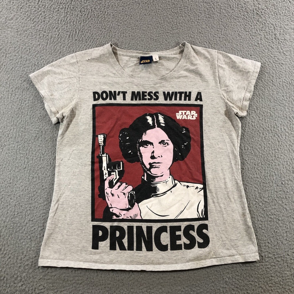 Vintage Star Wars T Shirt Women's L Gray Princess Leah